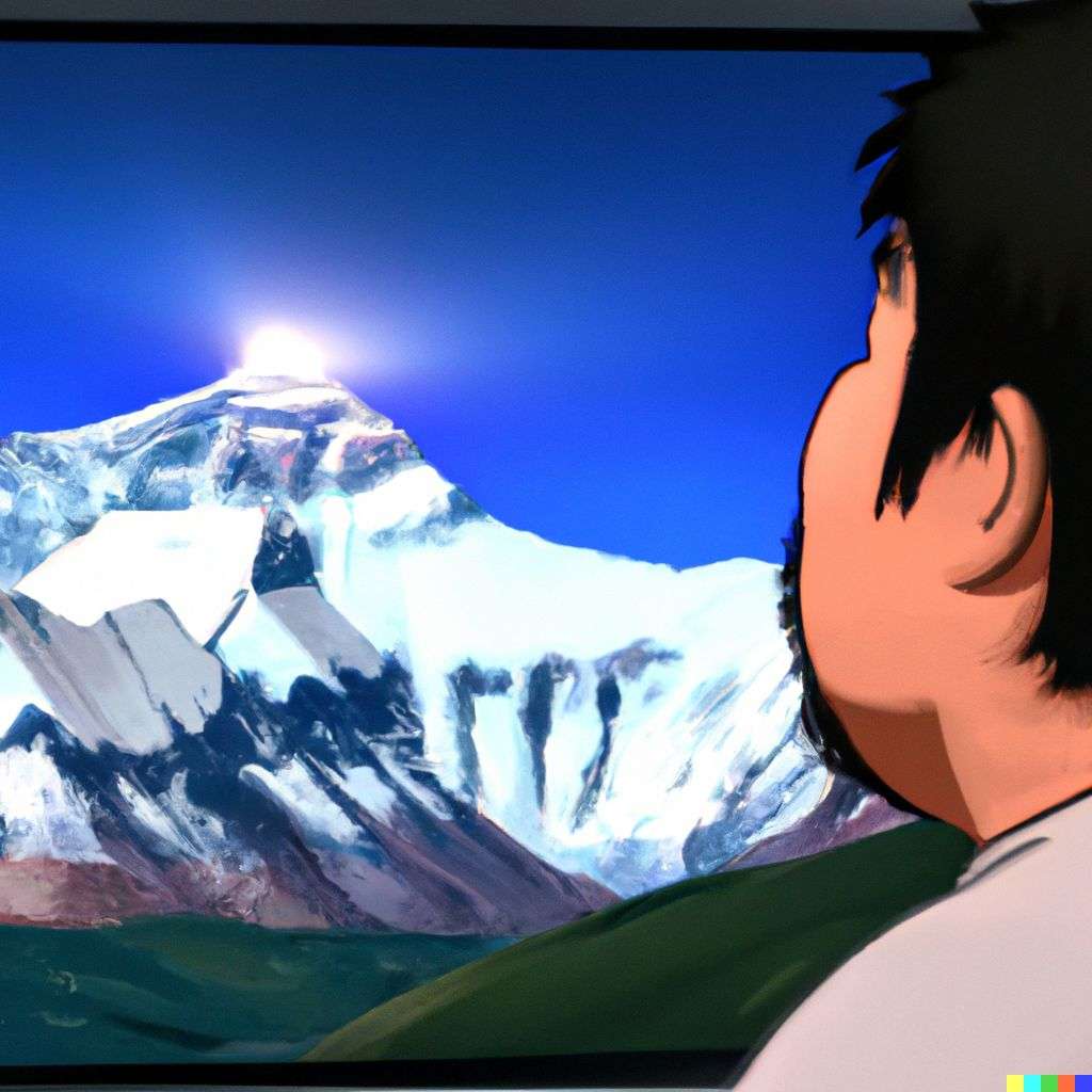 someone gazing at Mount Everest, screenshot from Family Guy